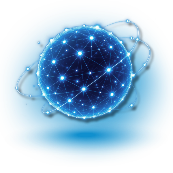 Rete digitale globale rappresentata da una sfera connessa