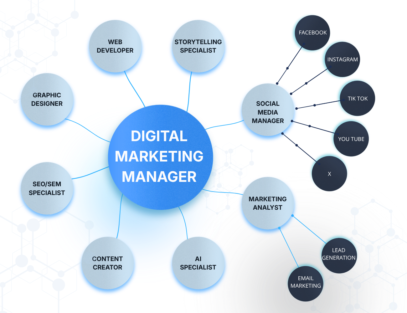 Competenze coordinate dal Digital Marketing Manager